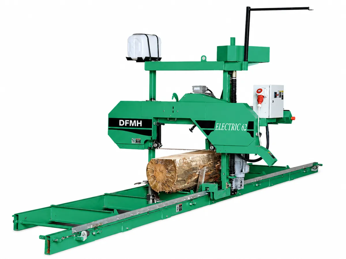 Horizontal band sawmill MJ375D cutting a log